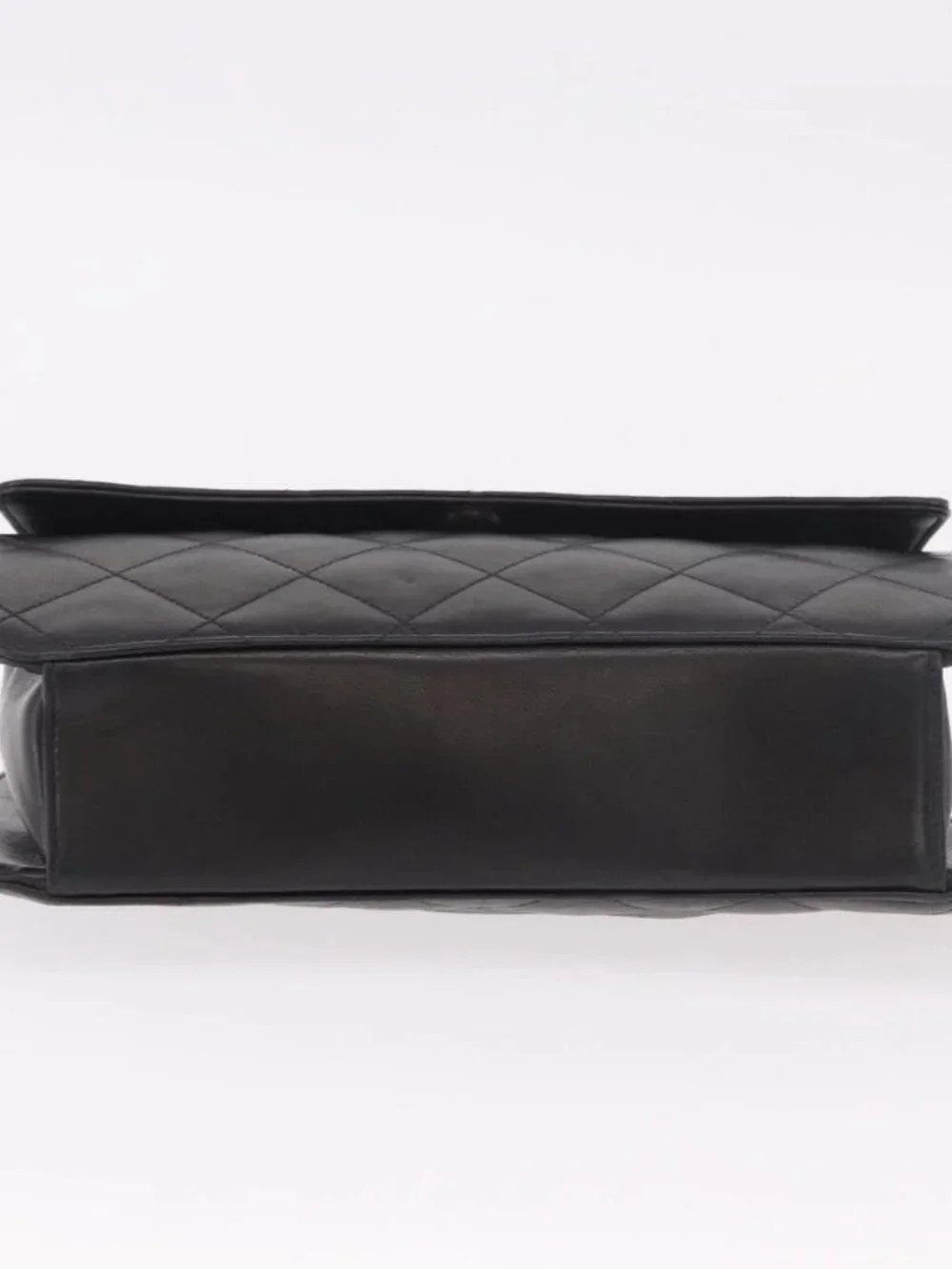 CHANEL Matelasse Chain Hand Bag Lamb Skin Black Silver CC Auth 185765
